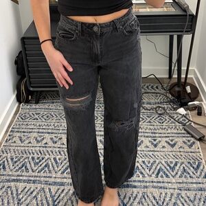 Garage Black Straight Leg Jeans